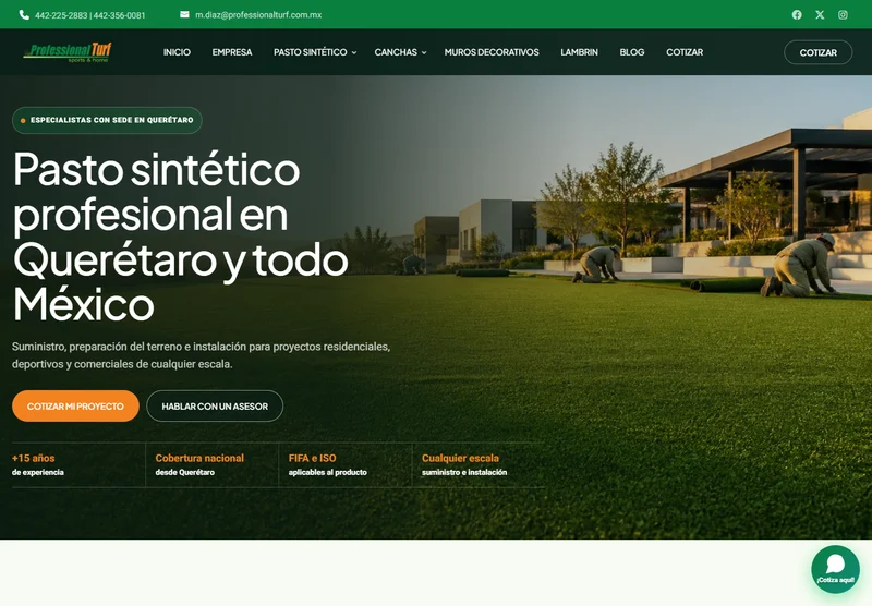 Captura del sitio web de ProfessionalTurf